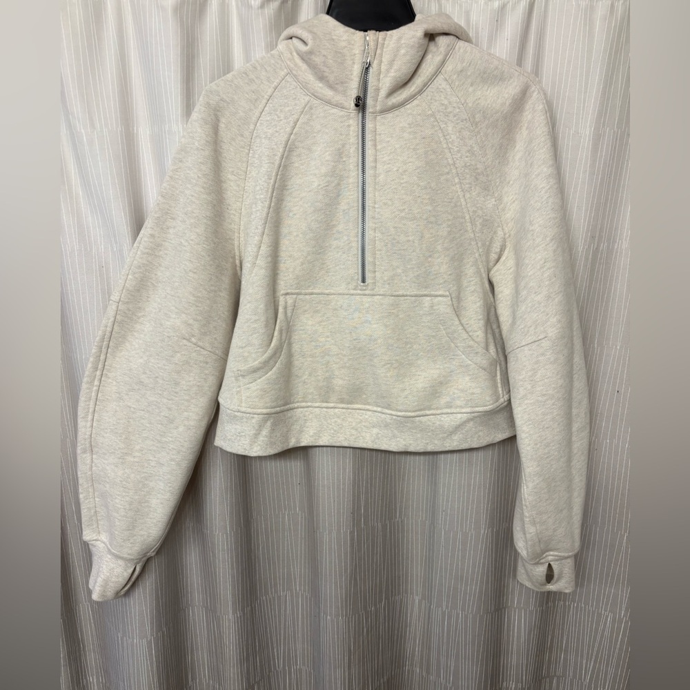 Lululemon Athletica Light Cream/Heathered Gray Half-Zip Hoodie